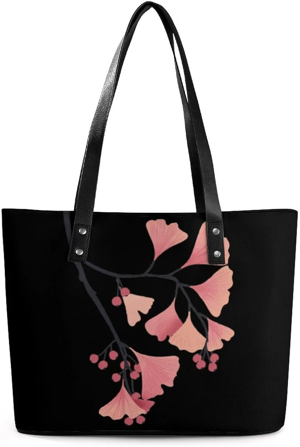 Ginkgo Tree Women's Tote Shoulder Bag Handbag Top Handle Leather 29 * 34 * 14cm