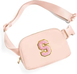 Gitus 6 7 8 9 10 Year Old Girl Gifts Belt Bag Fanny Pack Crossbody Bags with Initial Letter Patch Things for Teen Girls Easter Gifts for Girls Travel Essentials（Coral Pink-S）