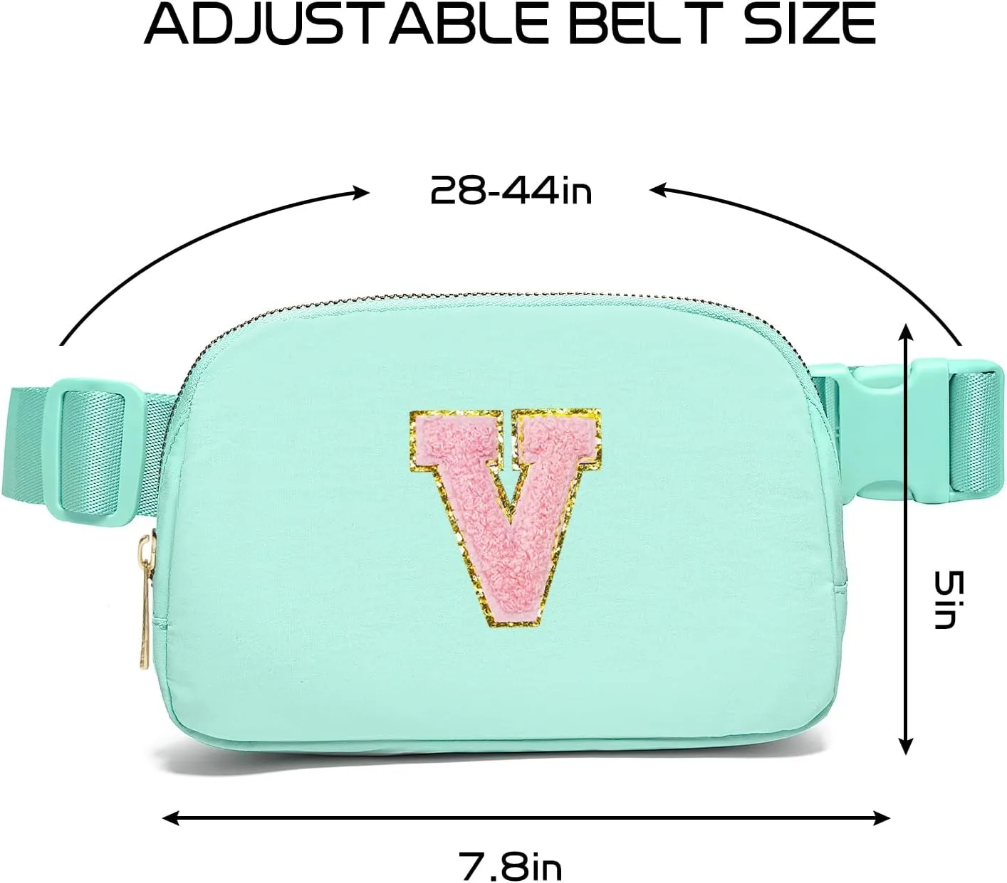 Gitus Belt Bag Fanny Pack Crossbody Bags with Initial Letter Patch Cute Stuff Birthday Gifts for Teenager Girls Trendy Preppy Stuff for Teen Girls Cool Stuff for Teens (Mint Green-V)