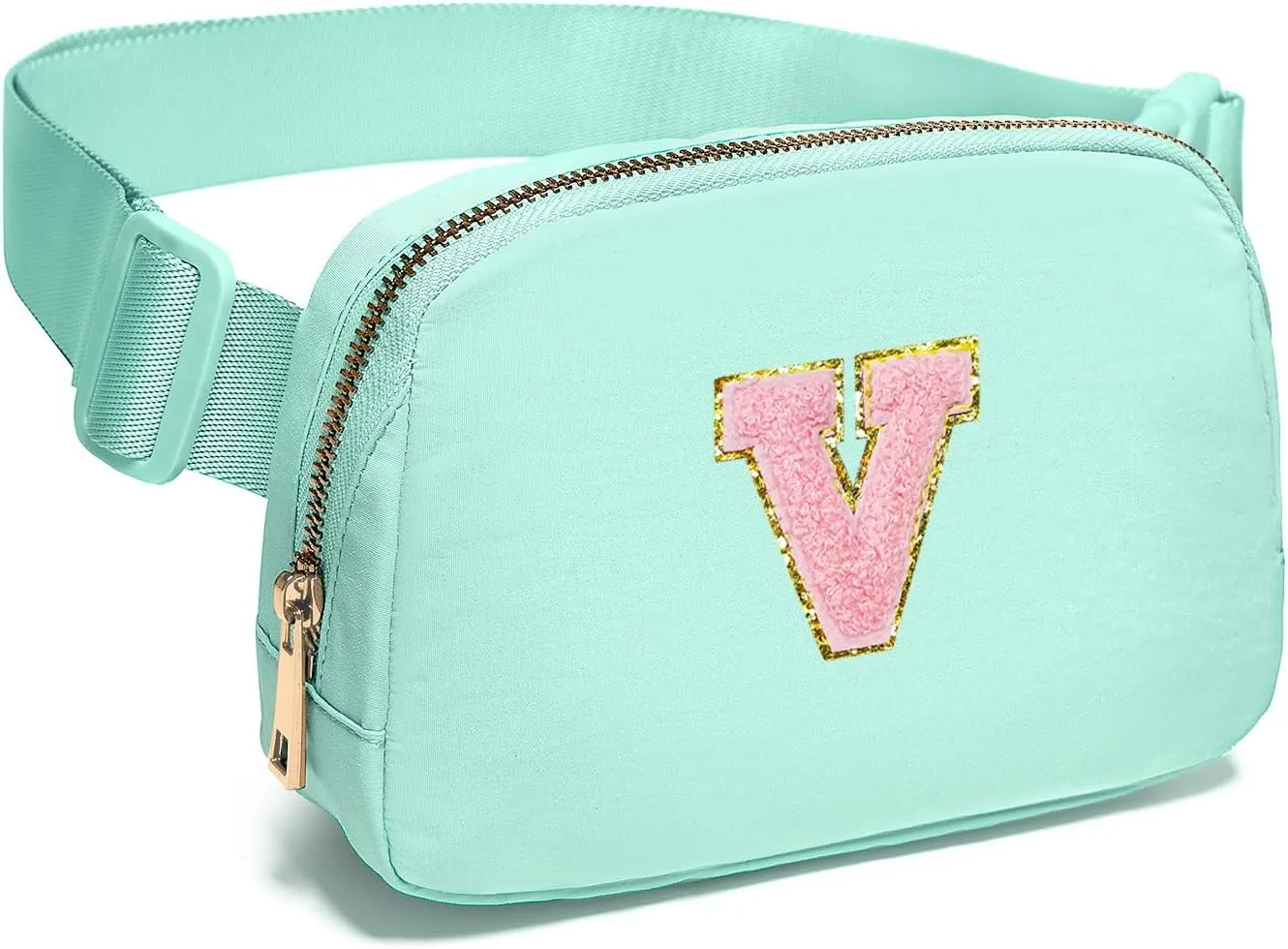 Gitus Belt Bag Fanny Pack Crossbody Bags with Initial Letter Patch Cute Stuff Birthday Gifts for Teenager Girls Trendy Preppy Stuff for Teen Girls Cool Stuff for Teens (Mint Green-V)