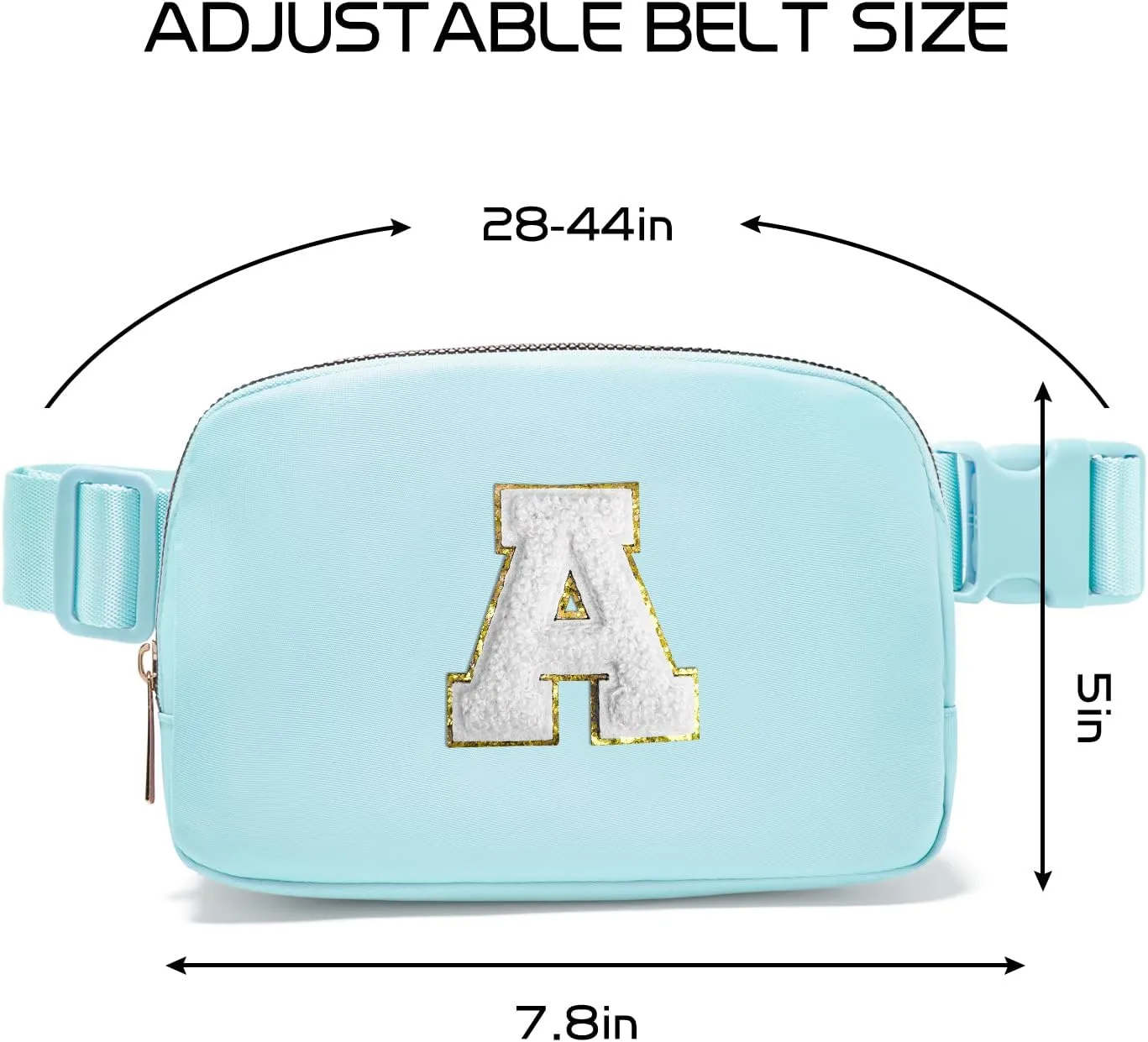 Gitus Birthday Gifts for 8 9 10 11 12 13 Year Old Girls Personalized Fanny Pack Crossbody Bags with Initial Letter Patch Belt Bag for Teen Girls Cute Trendy Stuff Travel Essentials (Icingblue-A)