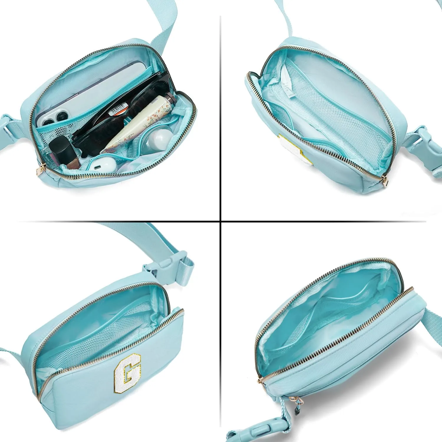 Gitus Birthday Gifts for 8 9 10 11 12 13 Year Old Girls Personalized Fanny Pack Crossbody Bags with Initial Letter Patch Belt Bag for Teen Girls Cute Trendy Stuff Travel Essentials (Icingblue-G)