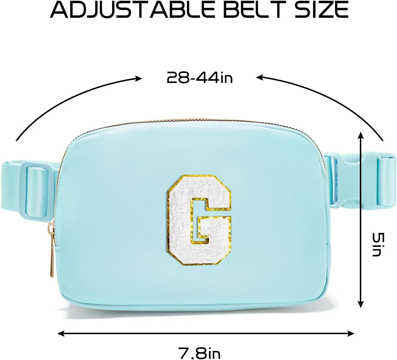 Gitus Birthday Gifts for 8 9 10 11 12 13 Year Old Girls Personalized Fanny Pack Crossbody Bags with Initial Letter Patch Belt Bag for Teen Girls Cute Trendy Stuff Travel Essentials (Icingblue-G)