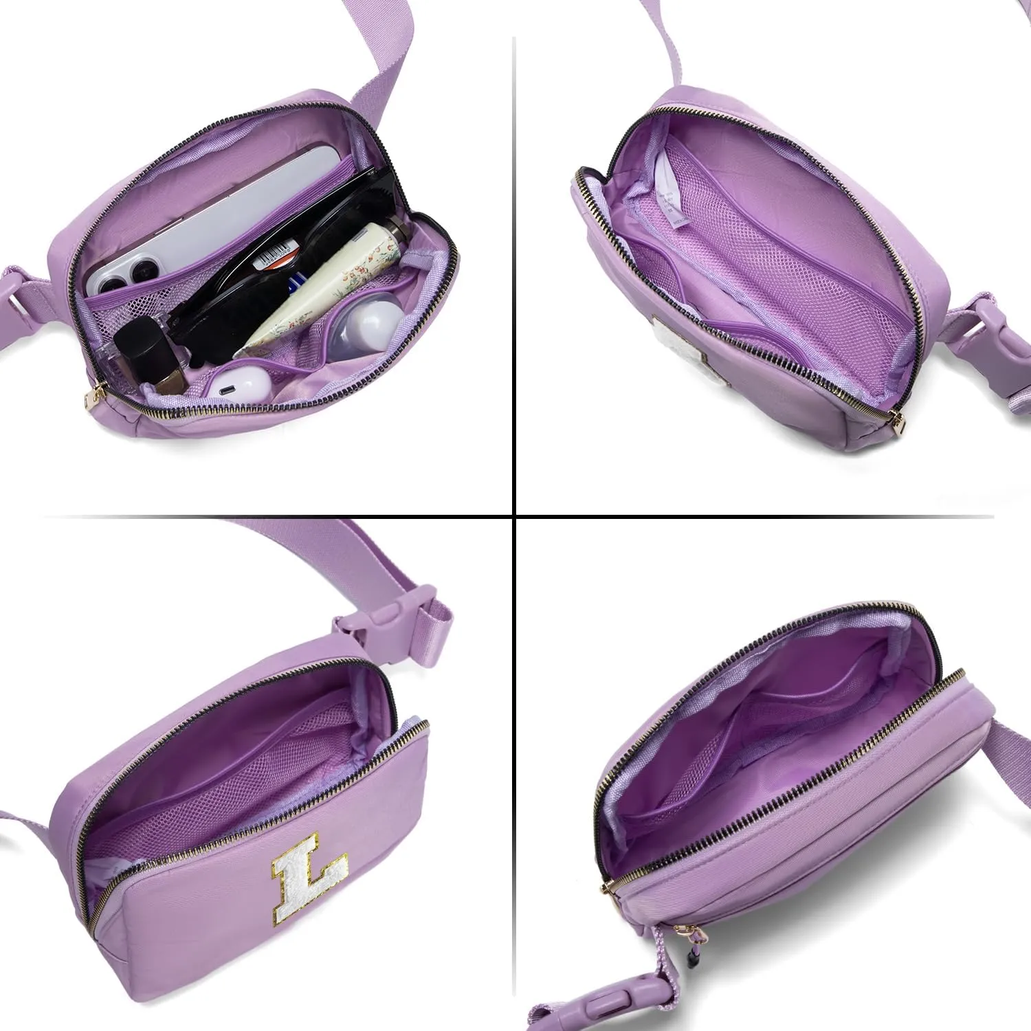 Gitus Birthday Gifts for 8 9 10 11 12 13 Year Old Girls Personalized Fanny Pack Crossbody Bags with Initial Letter Patch Belt Bag for Teen Girls Cute Trendy Stuff Travel Essentials (Lavender-L)
