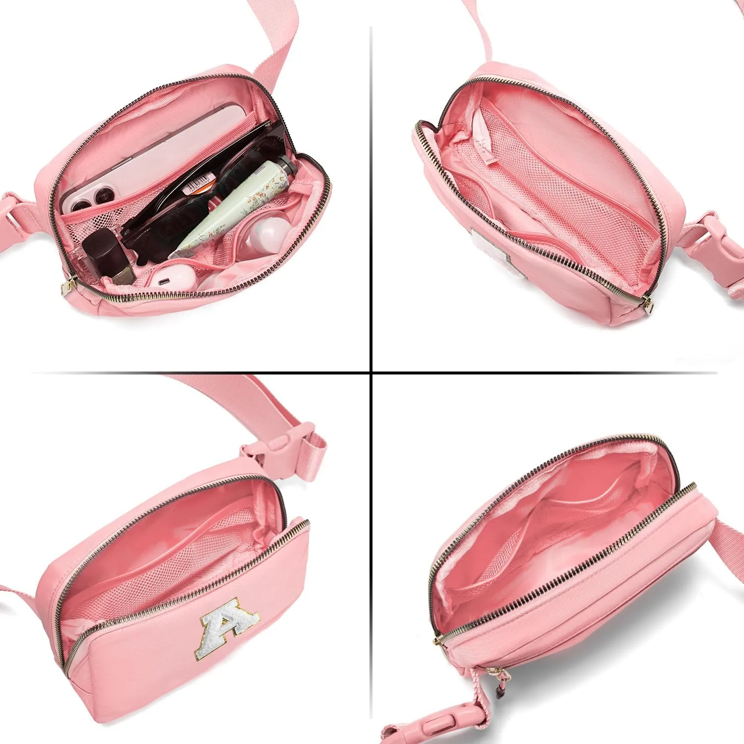 Gitus Birthday Gifts for 8 9 10 11 12 13 Year Old Girls Personalized Fanny Pack Crossbody Bags with Initial Letter Patch Belt Bag for Teen Girls Cute Trendy Stuff Travel Essentials (LightPink-A)