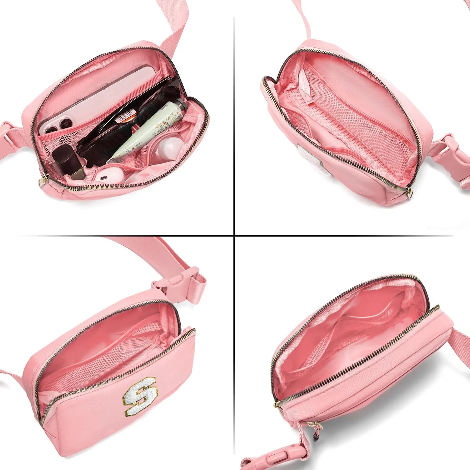 Gitus Birthday Gifts for 8 9 10 11 12 13 Year Old Girls Personalized Fanny Pack Crossbody Bags with Initial Letter Patch Belt Bag for Teen Girls Cute Trendy Stuff Travel Essentials (LightPink-S)