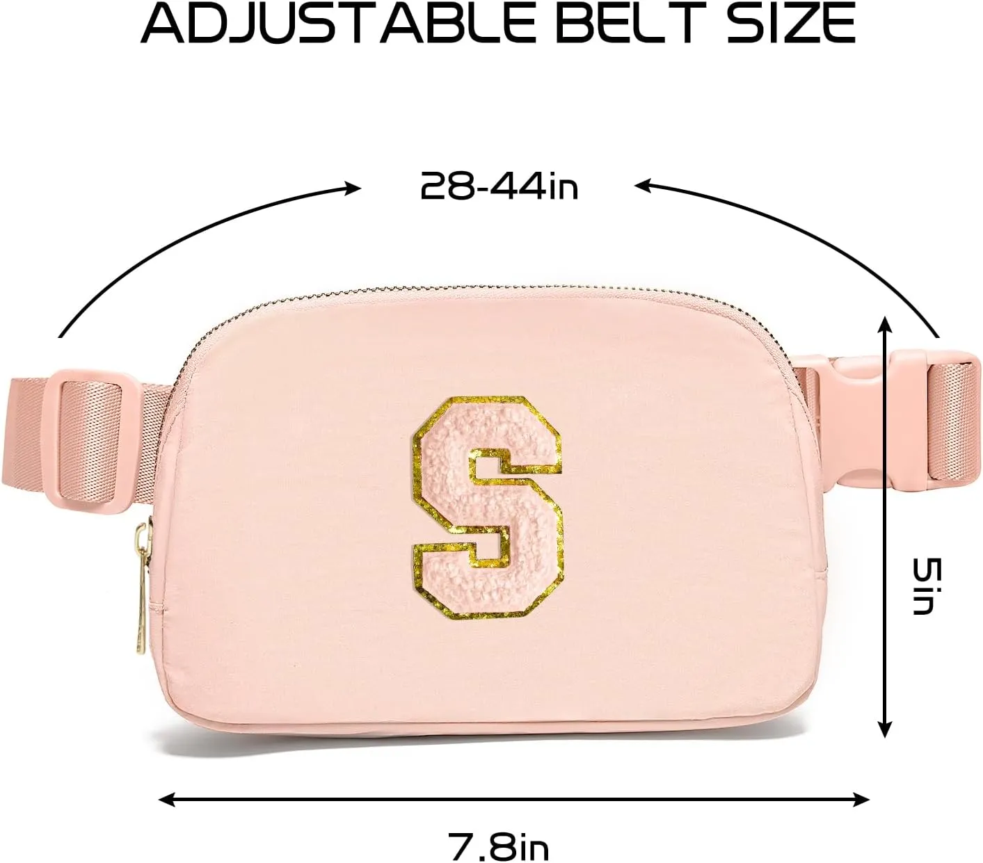 Gitus Gifts for 8 9 10 11 12 Year Old Girls Belt Bag Fanny Pack Crossbody Bags with Initial Letter Patch Cute Stuff Birthday Gifts for Teen Girls Women Personalized Trend Stuff (Coral Pink-S)