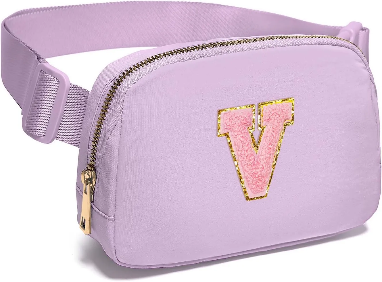 Gitus Initial Belt Bag Fanny Pack Crossbody Bag for Girls Birthday Gifts Age 8-10 Teen Girl Gifts Trend Stuff Personalized Letter Gifts for Daughter Sister (Lavender-V)