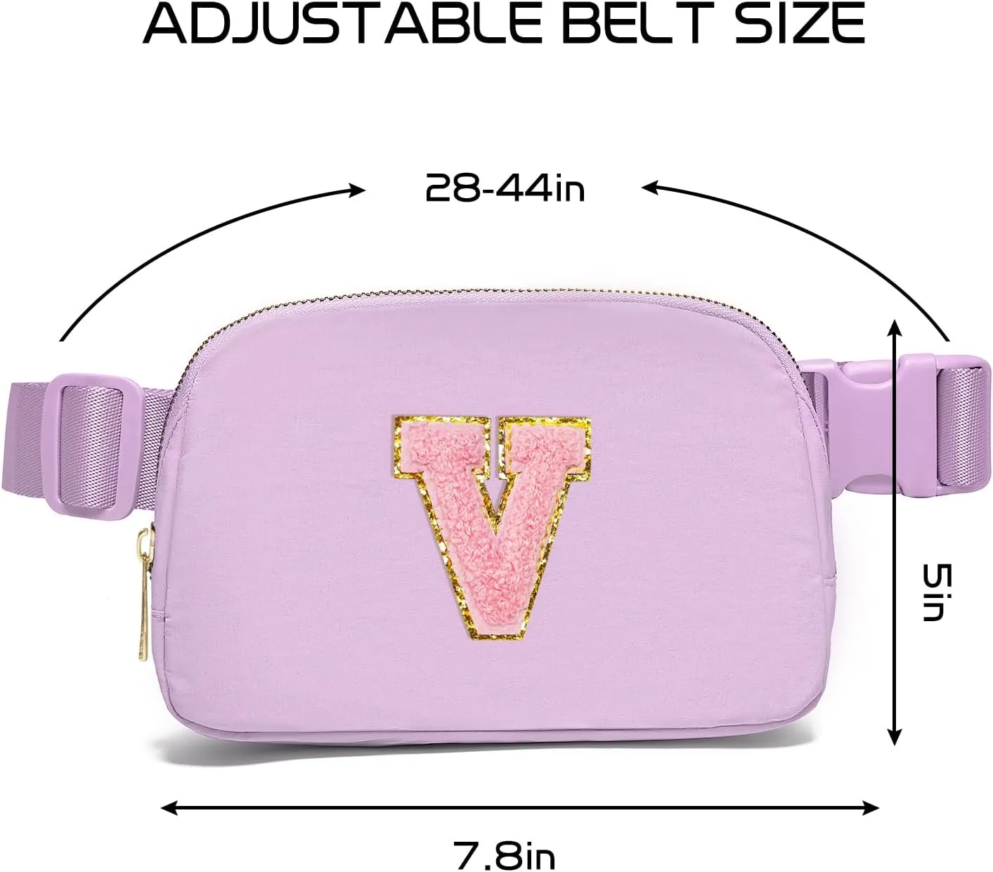 Gitus Initial Belt Bag Fanny Pack Crossbody Bag for Girls Birthday Gifts Age 8-10 Teen Girl Gifts Trend Stuff Personalized Letter Gifts for Daughter Sister (Lavender-V)