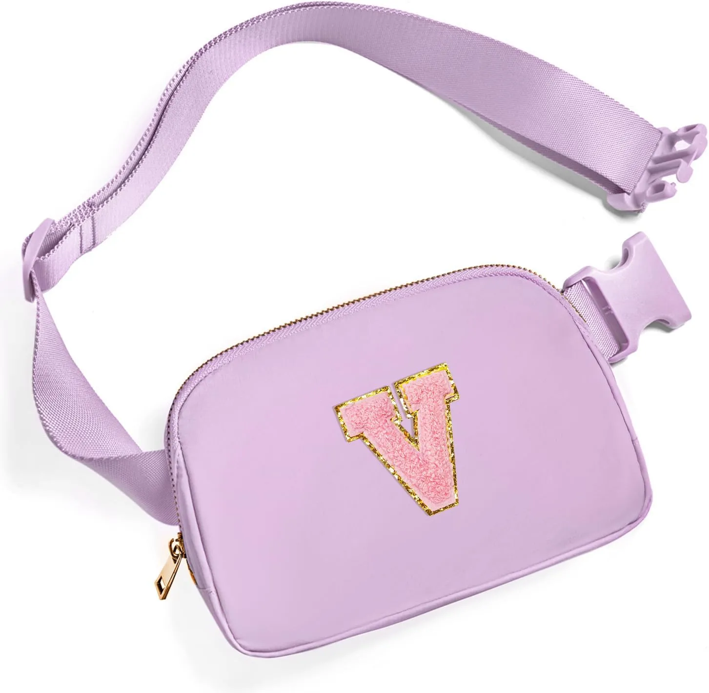 Gitus Initial Belt Bag Fanny Pack Crossbody Bag for Girls Birthday Gifts Age 8-10 Teen Girl Gifts Trend Stuff Personalized Letter Gifts for Daughter Sister (Lavender-V)