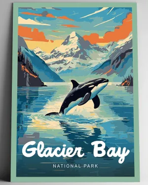 Glacier Bay National Park Modern Style Travel Poster - 8x10-12x18-18x24-24x36 / 4x6 Postcard Designer Series Art Print USA United States Wall Art Alaska (12x18 Inch Poster)