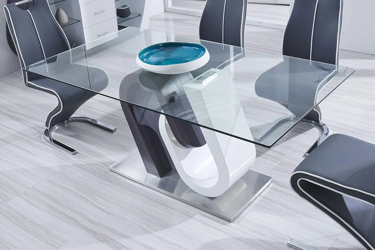 Global Furniture USA Grey and White Base Dining Table