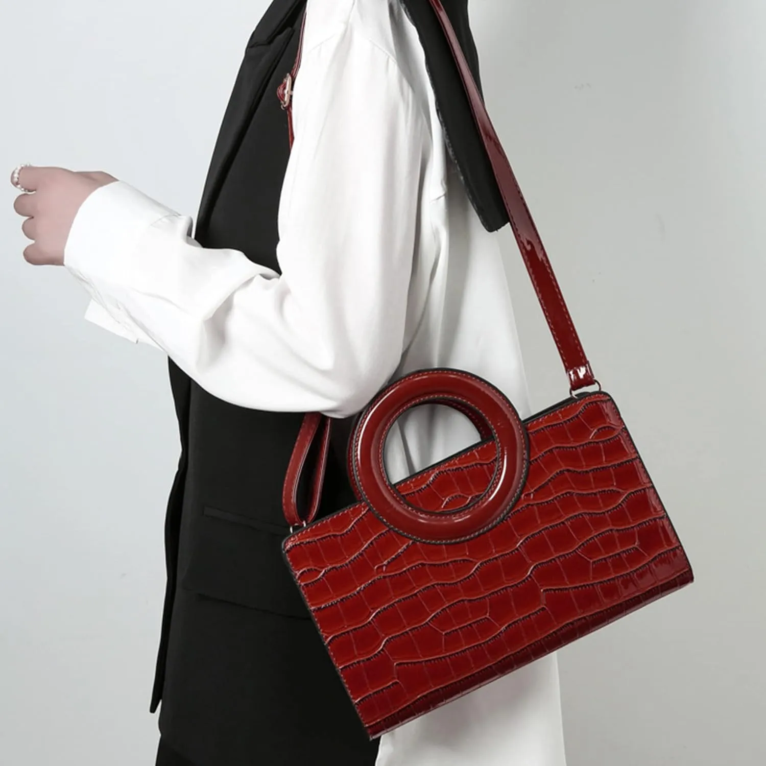 Goclothod Top Handle Satchel Women Vintage Flap Tote Clutch Handbag Crossbody Shoulder Bag Purse
