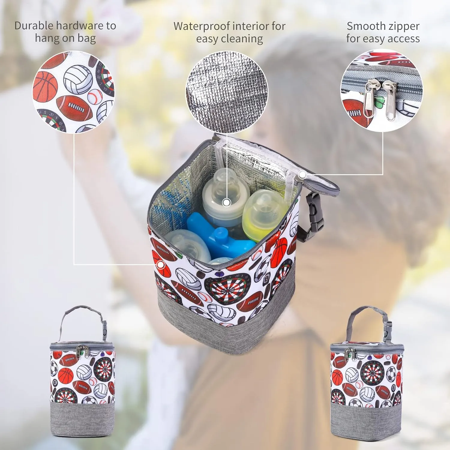 GOGOSO Baby Bottle Bag with Ice Pack Cooler - Insulated Tote for Working Mom, Breastmilk Cooler for Up to 4 Large 8 Ounce Bottles