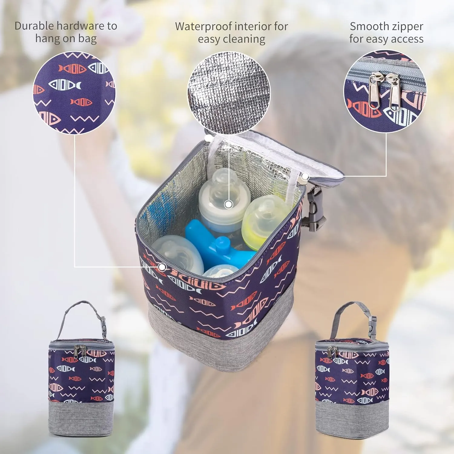 GOGOSO Baby Bottle Bag with Ice Pack Cooler - Insulated Tote for Working Mom, Breastmilk Cooler for Up to 4 Large 8 Ounce Bottles