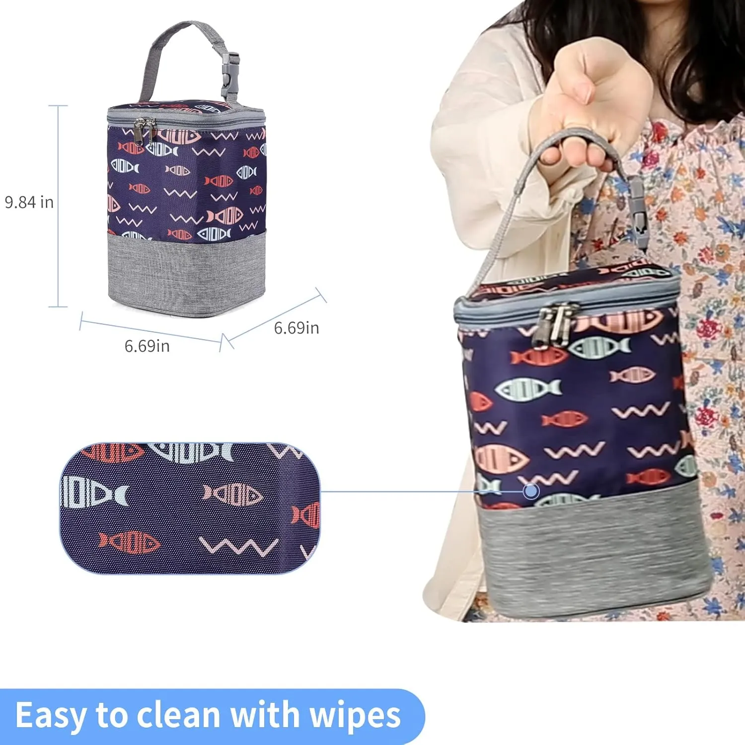 GOGOSO Baby Bottle Bag with Ice Pack Cooler - Insulated Tote for Working Mom, Breastmilk Cooler for Up to 4 Large 8 Ounce Bottles
