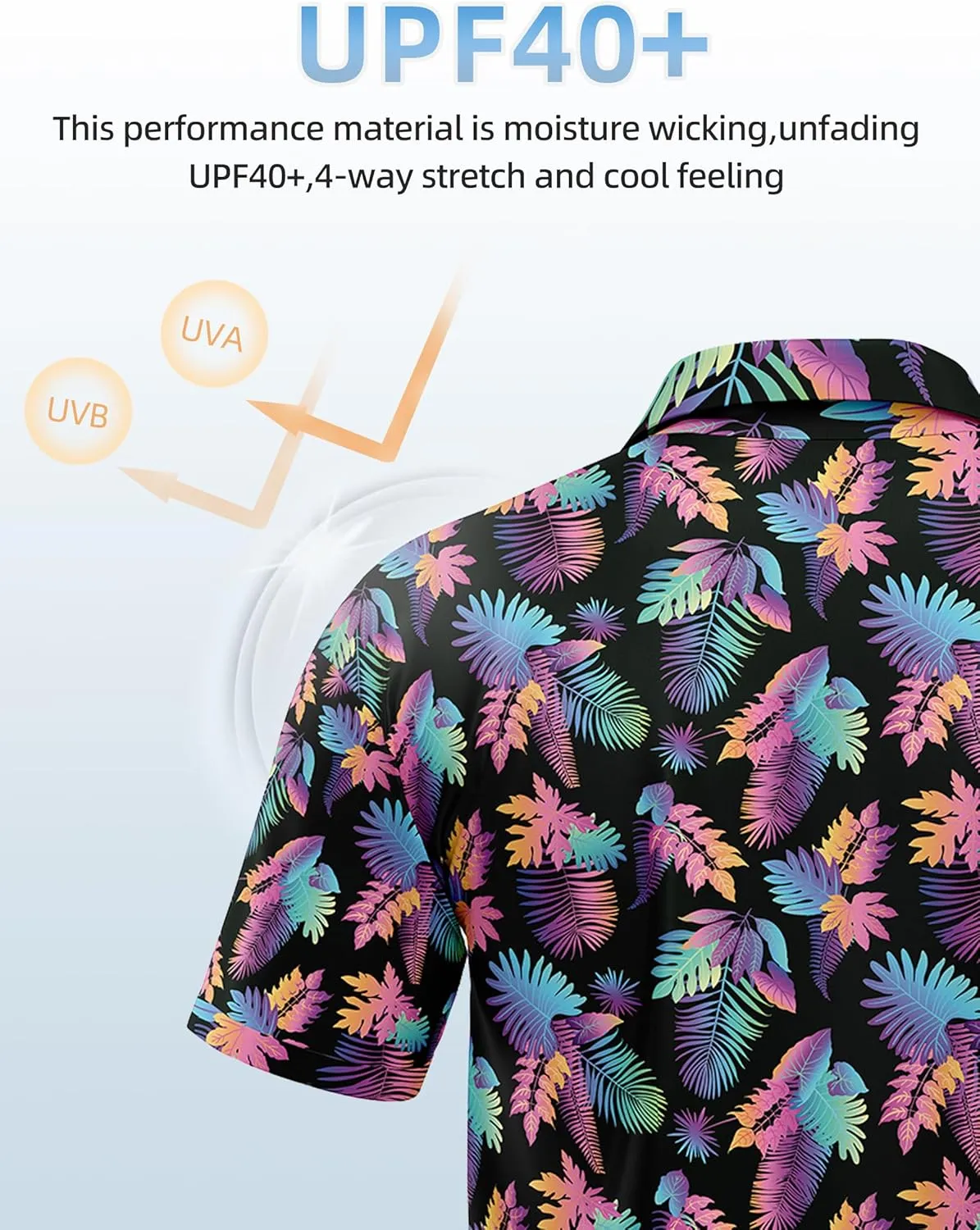 Golf Shirts for Men Printed Performance Moisture Wicking Short Sleeve Dry Fit Polo Shirts