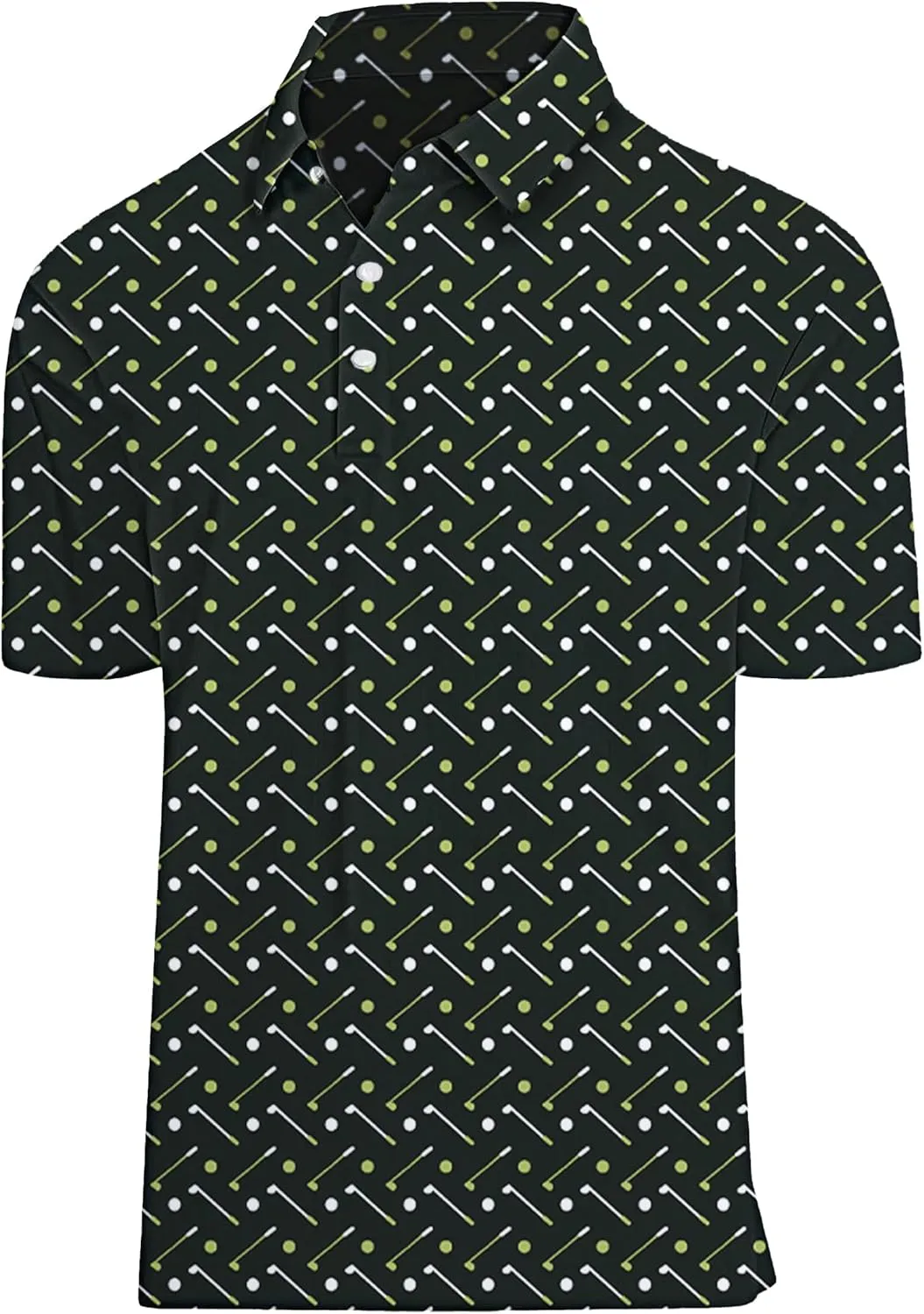 Golf Shirts for Men Printed Performance Moisture Wicking Short Sleeve Dry Fit Polo Shirts