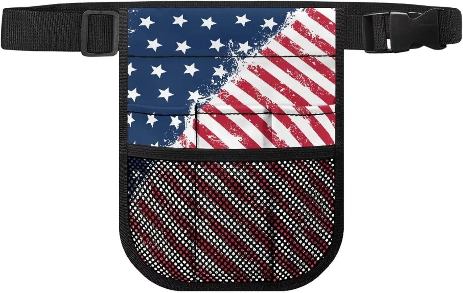 Gomyblomy American Flag Nurse Fanny Pack for Work Patriotic Nurse Waist Pouch with Multiple Compartments Lightweight Nursing Tool Belt Bag with Adjustable Straps