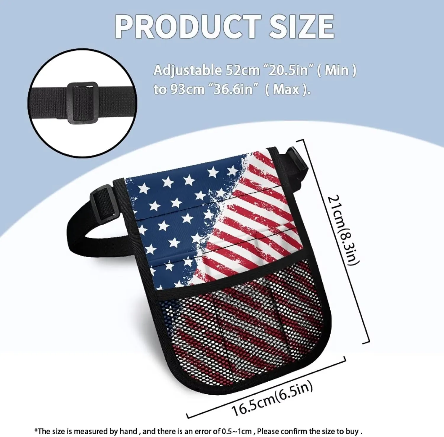 Gomyblomy American Flag Nurse Fanny Pack for Work Patriotic Nurse Waist Pouch with Multiple Compartments Lightweight Nursing Tool Belt Bag with Adjustable Straps