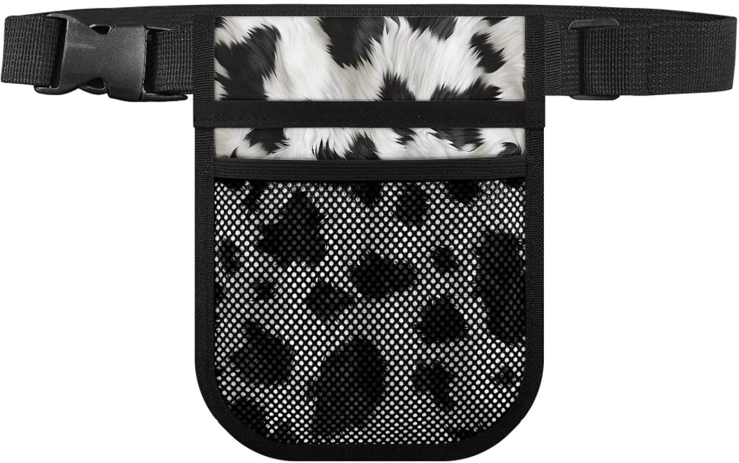 Gomyblomy Nurse Fanny Pack for Work, Black White Cow Print Kit Practical Waist Bag for Nurse Doctors Fanny Pack for Basics Nurse Utility Belt Organizer Pouch with Gear Pockets