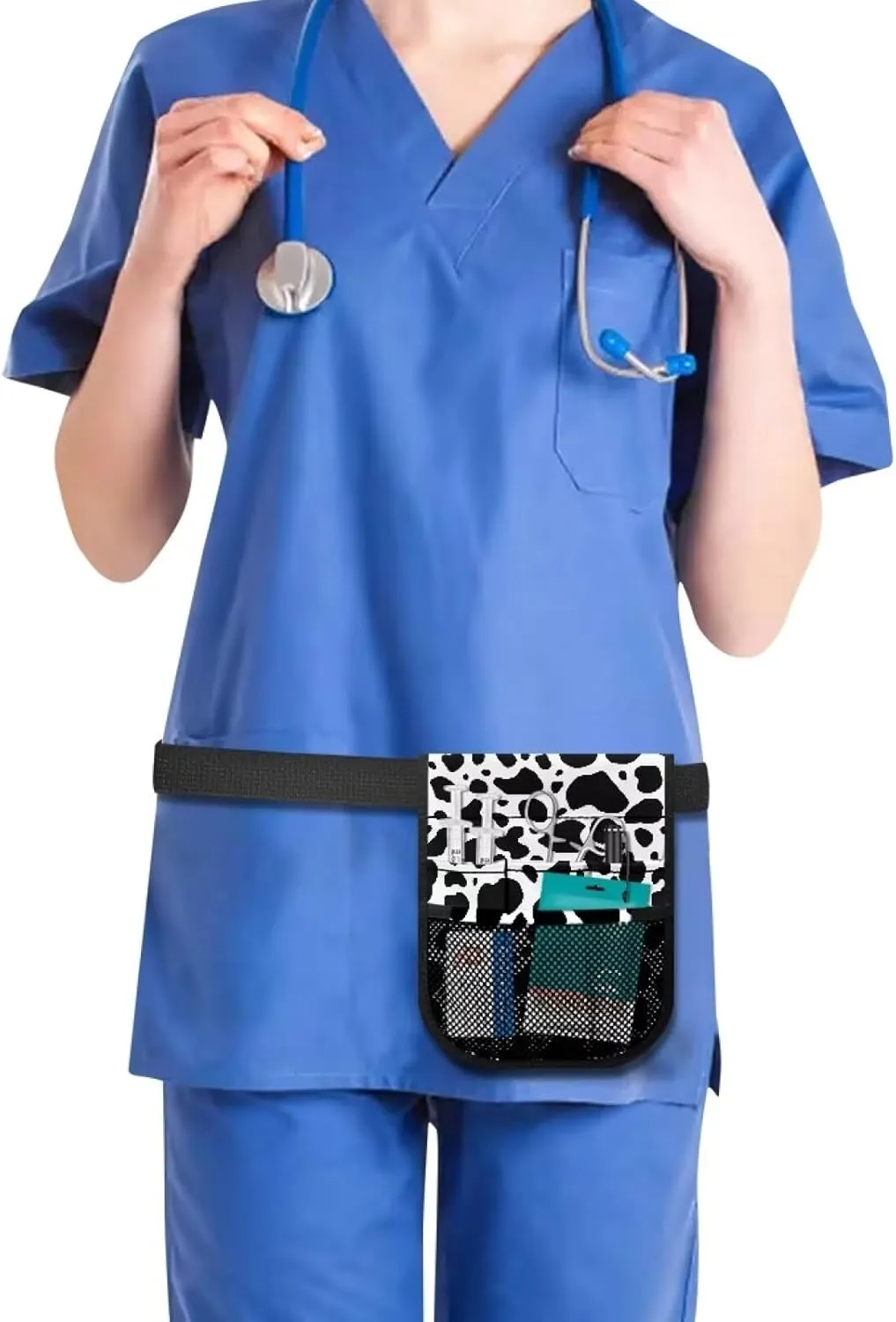 Gomyblomy Nurse Fanny Pack Pocket Organizer for Nurses Doctors Cow Print Nursing Waist Pack with Gear Pockets Practical Nurse Belt Organizer Pouch for Women Men