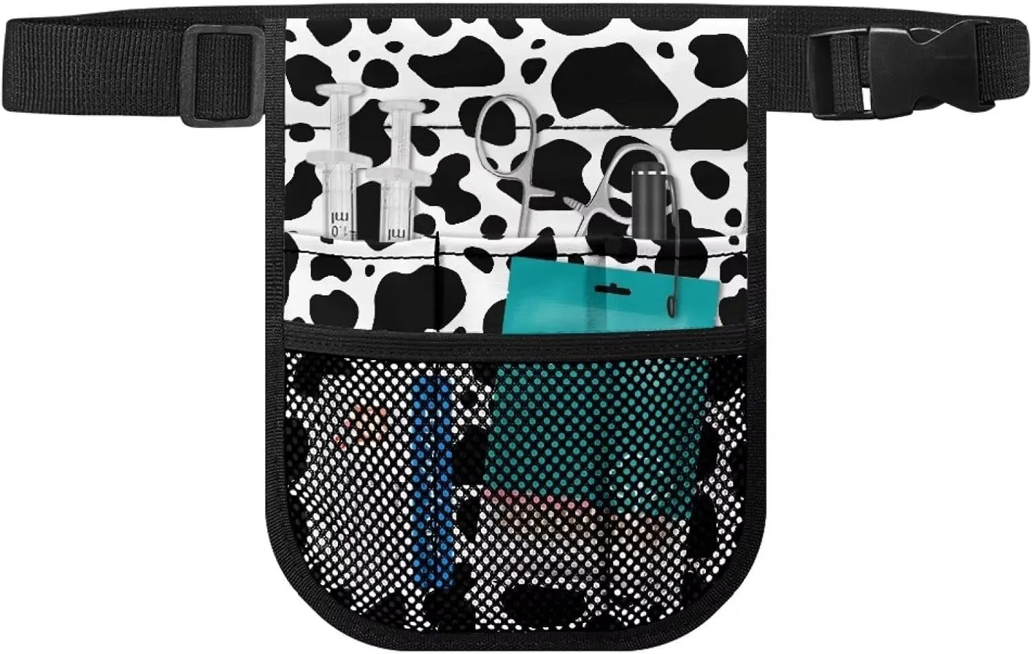 Gomyblomy Nurse Fanny Pack Pocket Organizer for Nurses Doctors Cow Print Nursing Waist Pack with Gear Pockets Practical Nurse Belt Organizer Pouch for Women Men
