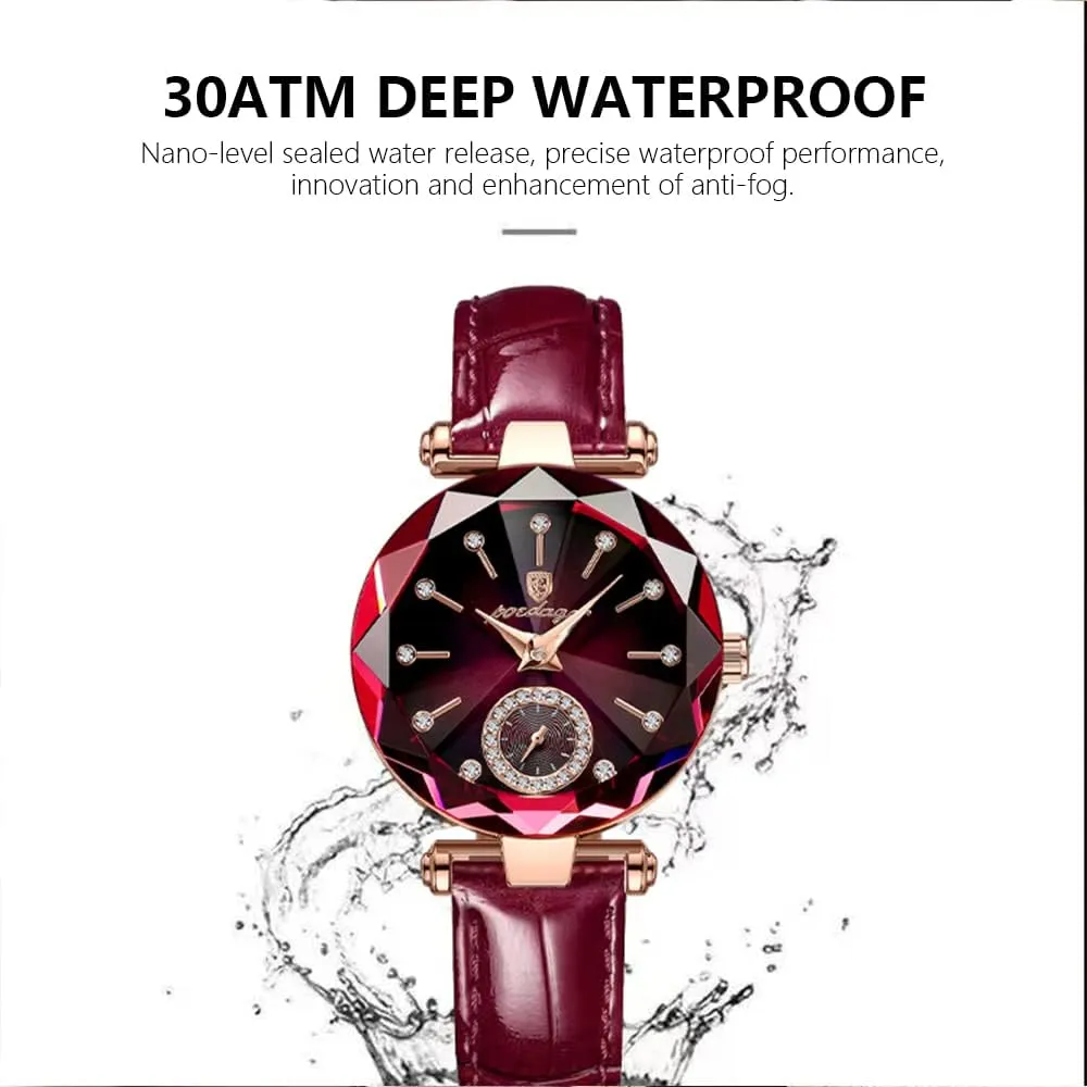 Gosasa Top Brand Luxury Women's Watch Diamond Dial Elegant Watch for Women Leather Quartz Fashion Ladies Wristwatch Waterproof Analog Display