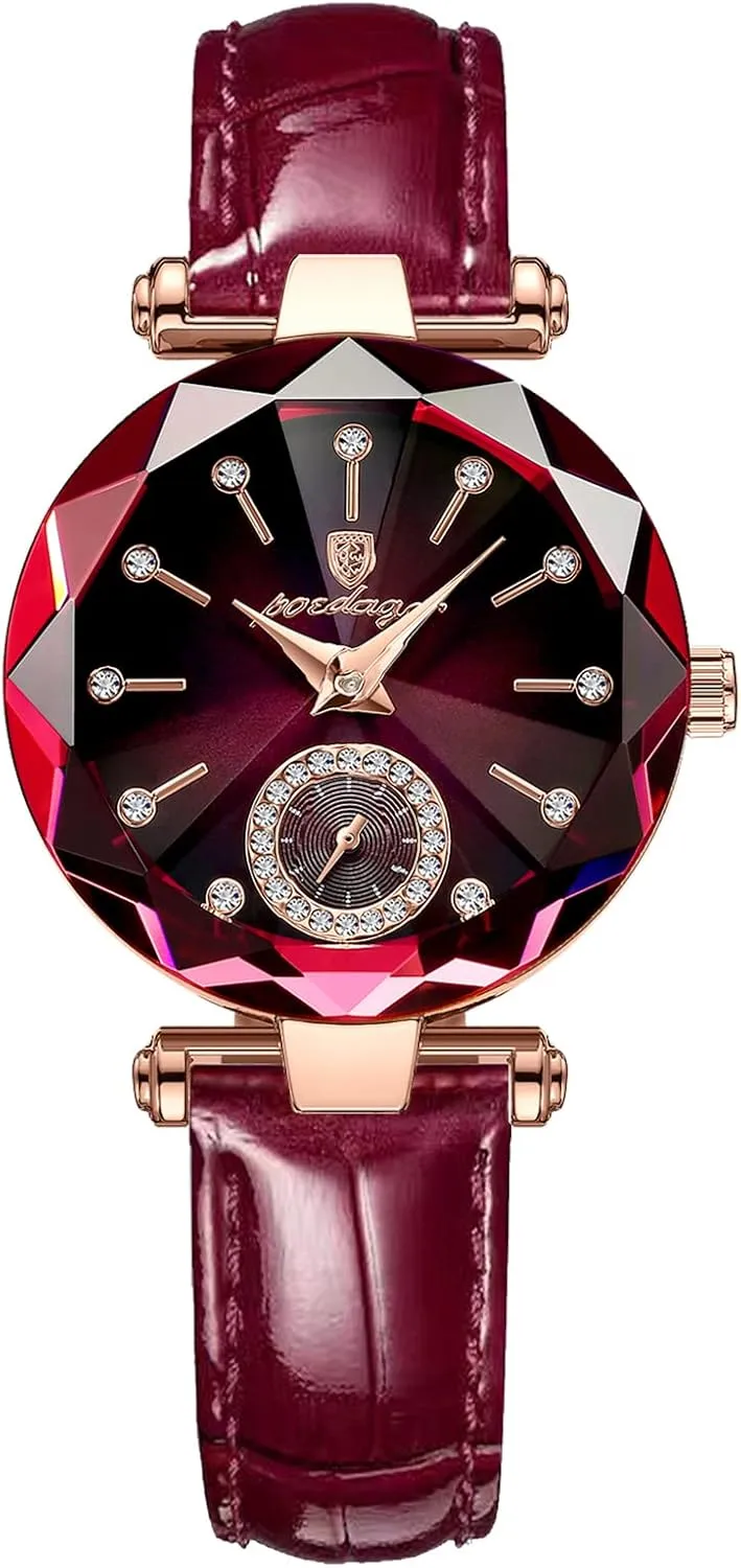 Gosasa Top Brand Luxury Women's Watch Diamond Dial Elegant Watch for Women Leather Quartz Fashion Ladies Wristwatch Waterproof Analog Display