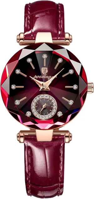 Gosasa Top Brand Luxury Women's Watch Diamond Dial Elegant Watch for Women Leather Quartz Fashion Ladies Wristwatch Waterproof Analog Display