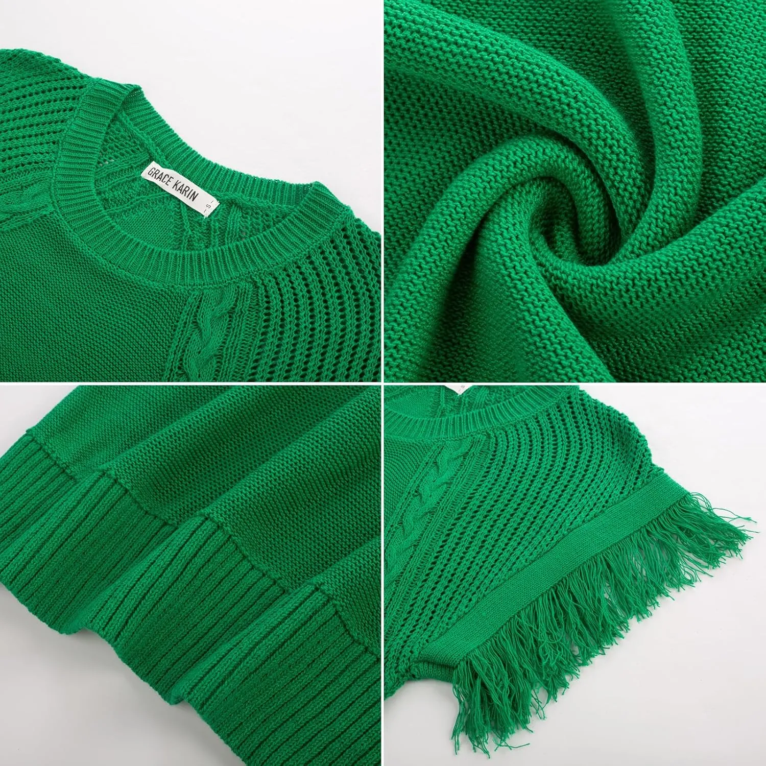 GRACE KARIN Womens Sleeveless Sweater Vest Fringe Cap Sleeve Sweater Casual Crew Neck Loose Fit Pullover Tank Tops S-2XL