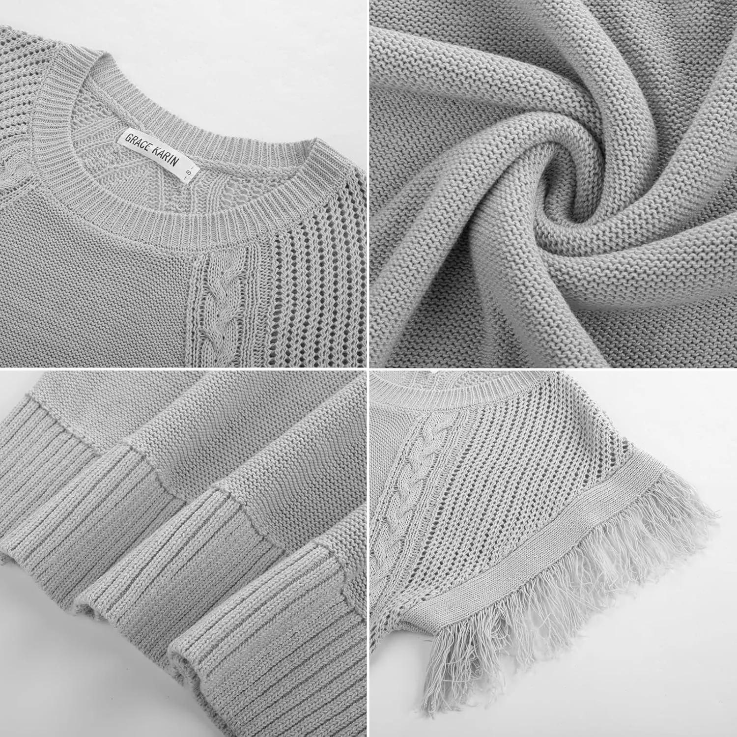 GRACE KARIN Womens Sleeveless Sweater Vest Fringe Cap Sleeve Sweater Casual Crew Neck Loose Fit Pullover Tank Tops S-2XL