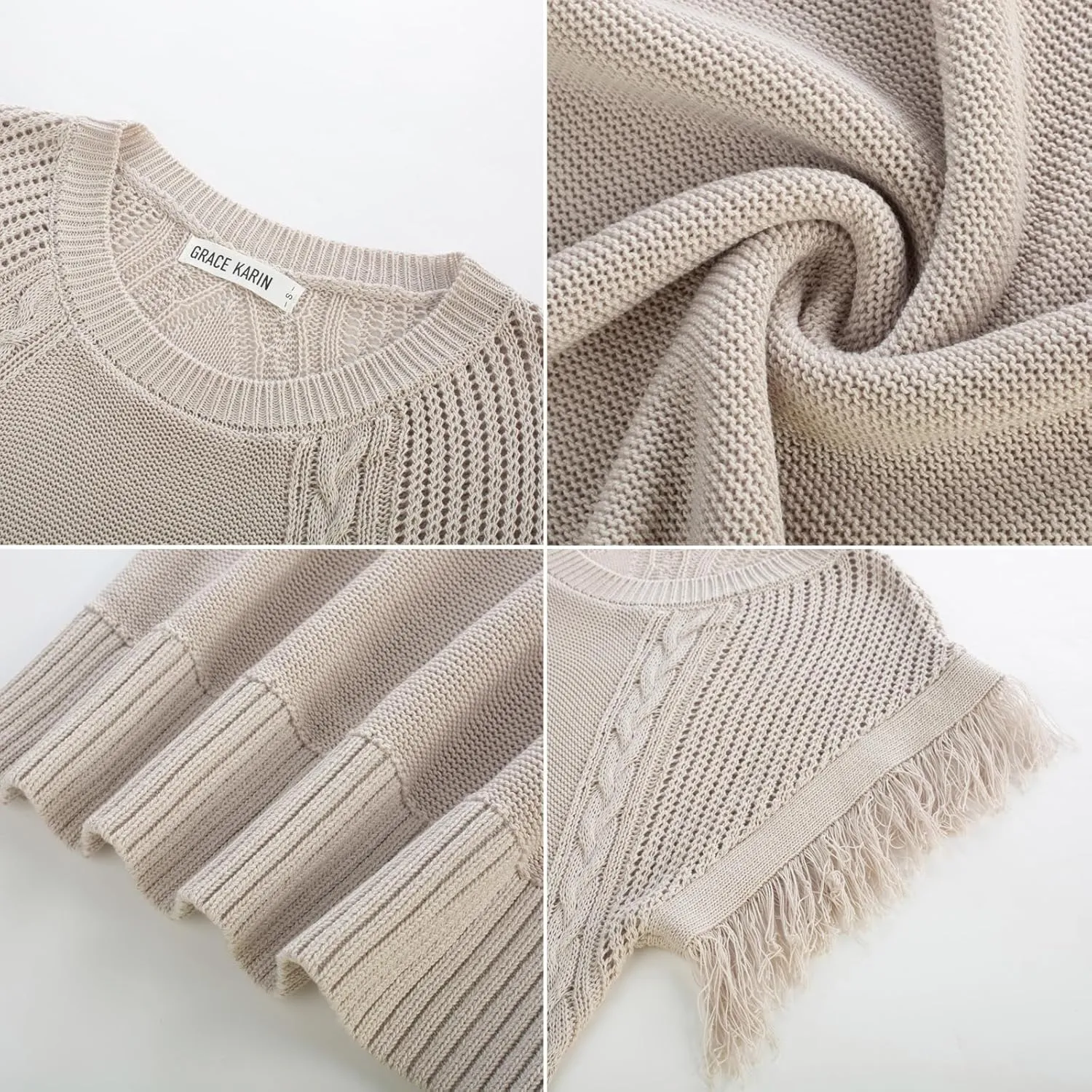 GRACE KARIN Womens Sleeveless Sweater Vest Fringe Cap Sleeve Sweater Casual Crew Neck Loose Fit Pullover Tank Tops S-2XL