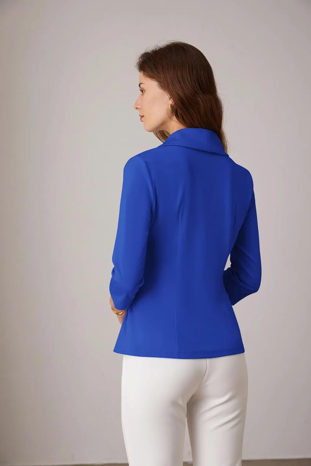 GRACE KARIN Women's V Neck Casual Work Tops 3/4 Sleeve Office Dressy Blouse Asymmetrical Elegant Shirts