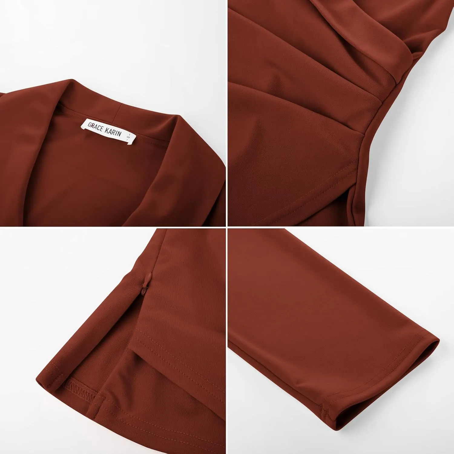 GRACE KARIN Women's V Neck Casual Work Tops 3/4 Sleeve Office Dressy Blouse Asymmetrical Elegant Shirts