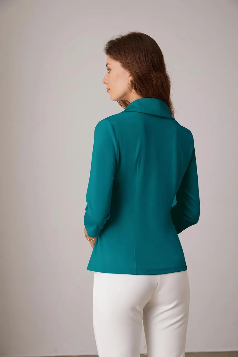 GRACE KARIN Women's V Neck Casual Work Tops 3/4 Sleeve Office Dressy Blouse Asymmetrical Elegant Shirts