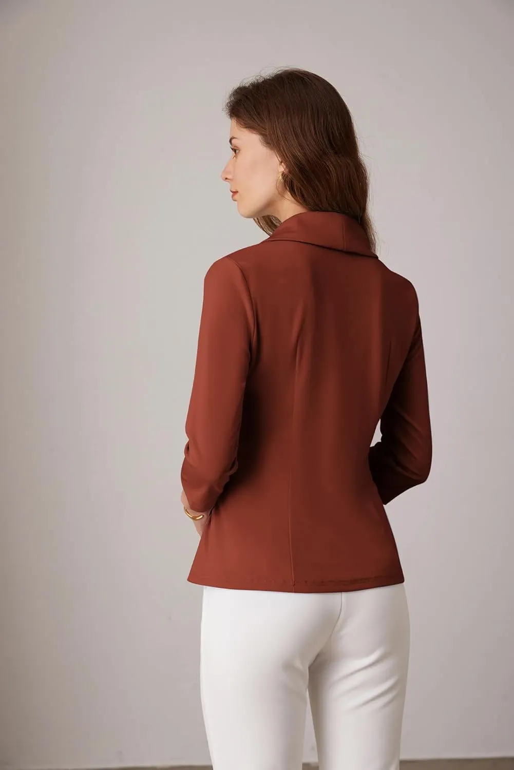 GRACE KARIN Women's V Neck Casual Work Tops 3/4 Sleeve Office Dressy Blouse Asymmetrical Elegant Shirts