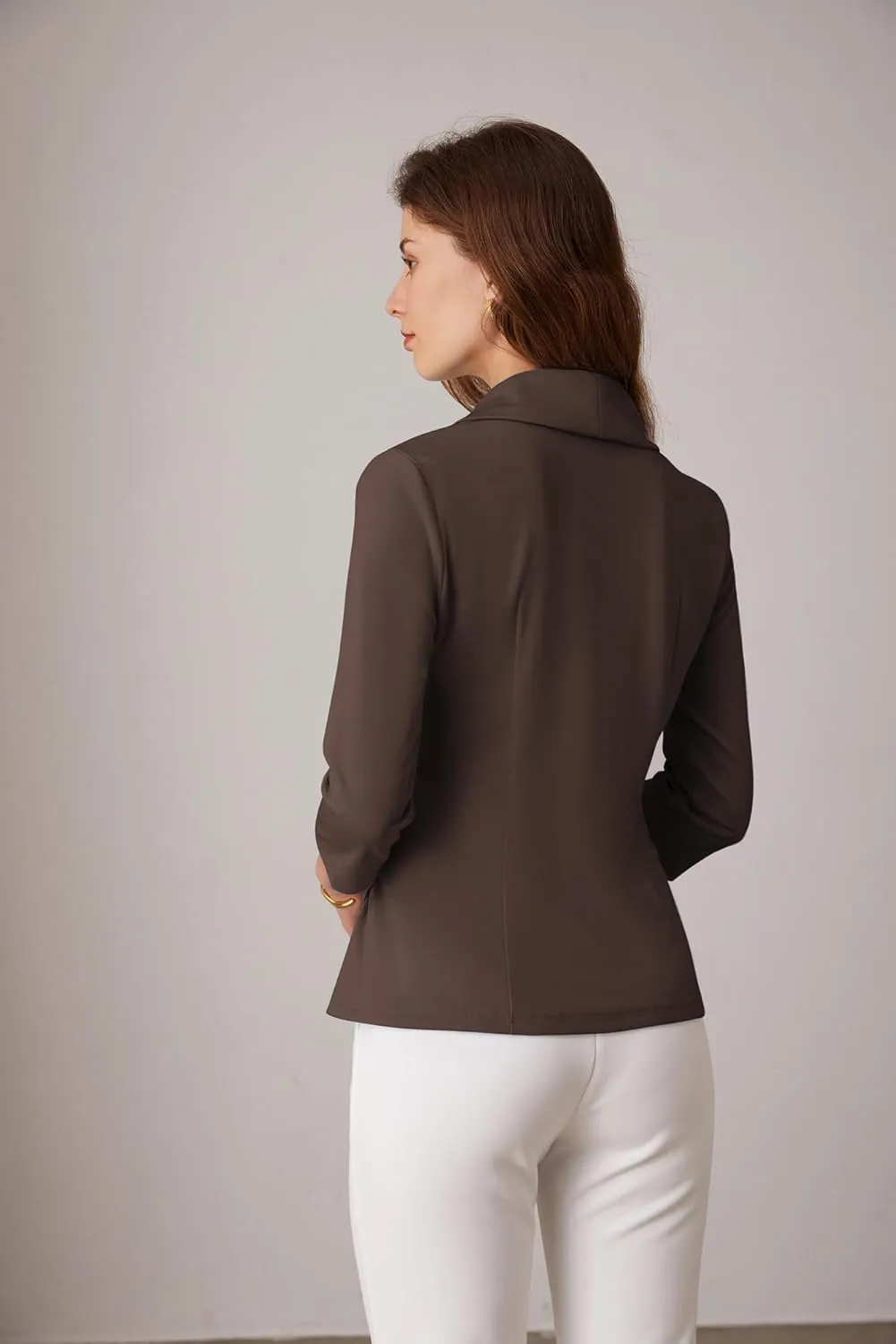 GRACE KARIN Women's V Neck Casual Work Tops 3/4 Sleeve Office Dressy Blouse Asymmetrical Elegant Shirts