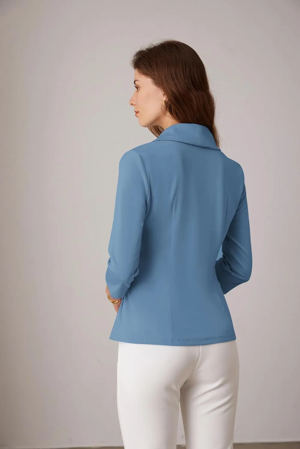 GRACE KARIN Women's V Neck Casual Work Tops 3/4 Sleeve Office Dressy Blouse Asymmetrical Elegant Shirts