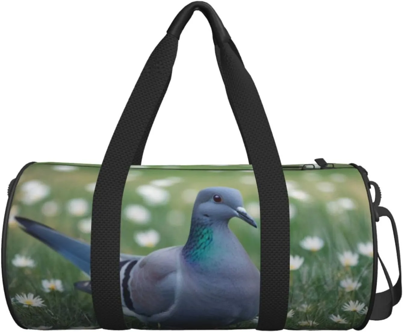 Grass and dove Printed Travel Bag,Round Personal Item Storage bag,Foldie Duffel Bag for Traveling Vacation,Fitness,Sports