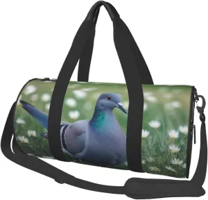 Grass and dove Printed Travel Bag,Round Personal Item Storage bag,Foldie Duffel Bag for Traveling Vacation,Fitness,Sports