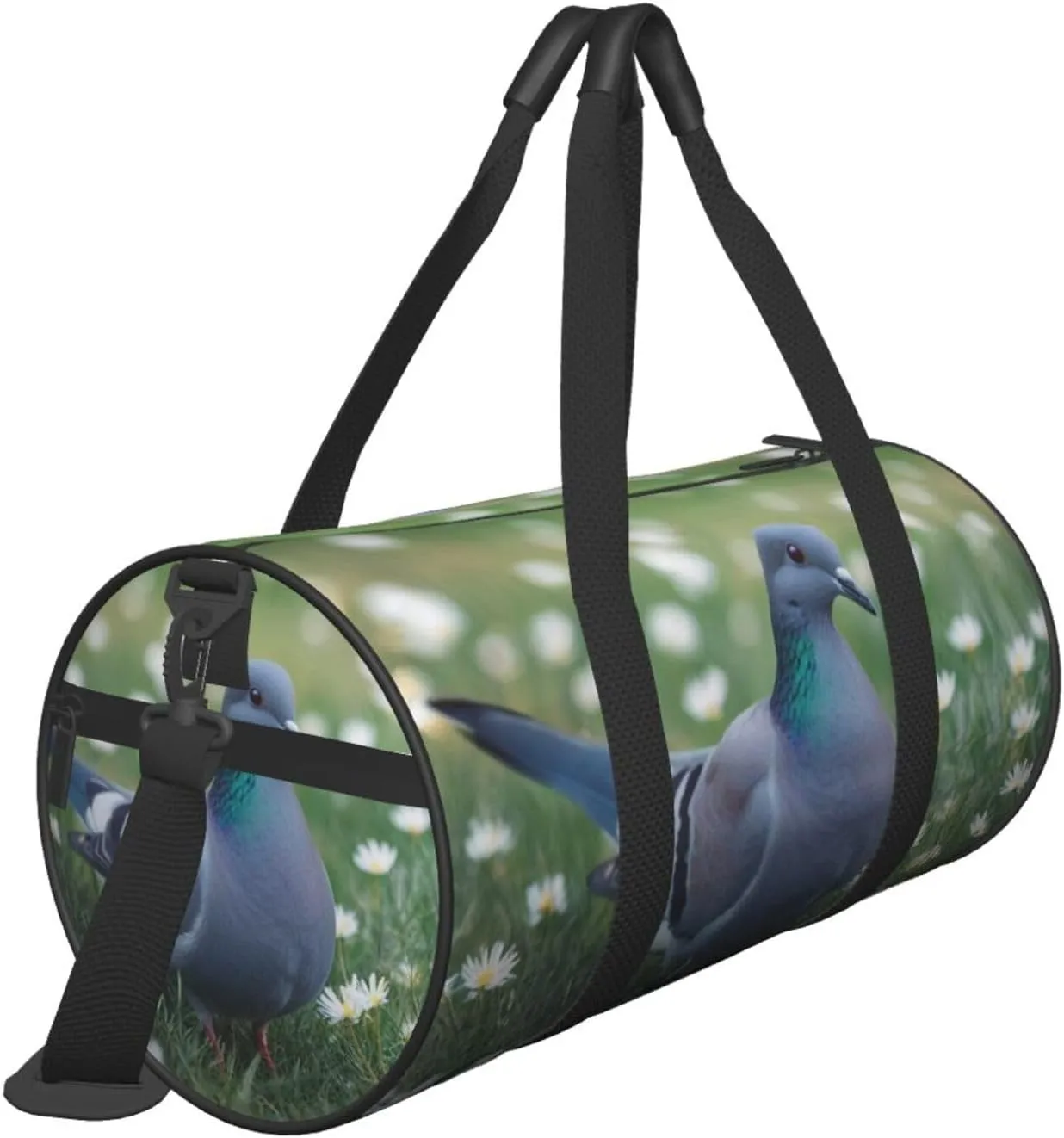 Grass and dove Printed Travel Bag,Round Personal Item Storage bag,Foldie Duffel Bag for Traveling Vacation,Fitness,Sports