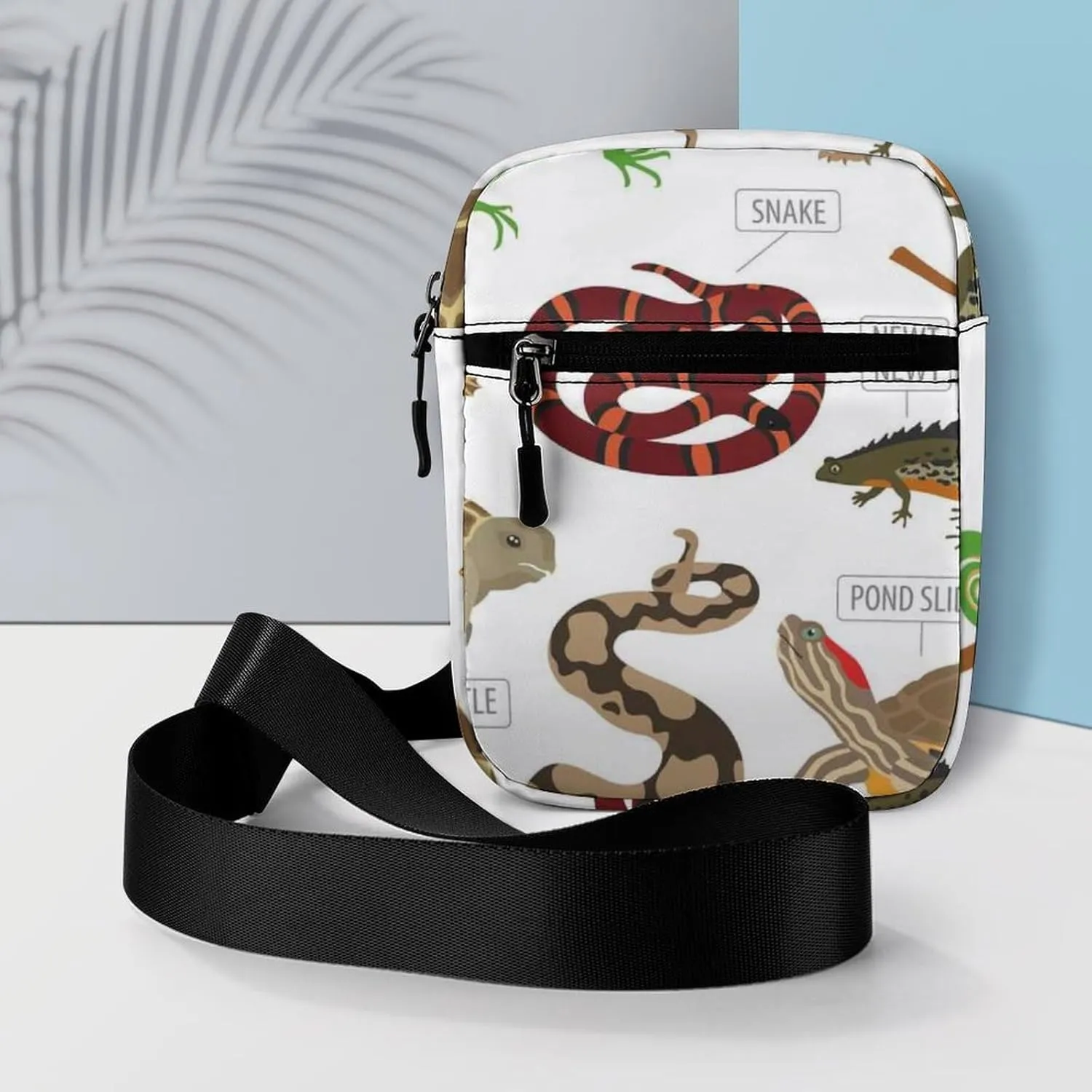 Green and Brown Pet Reptiles Frog Iguana Lizard Snake Newt Turtle Adjustable Fanny Waist Pack Pouch, Waterproof Crossbody Runners Bag Wallet for Gym Hiking Fitness Women Men 6.1 x 2.2 x 7.9 inch