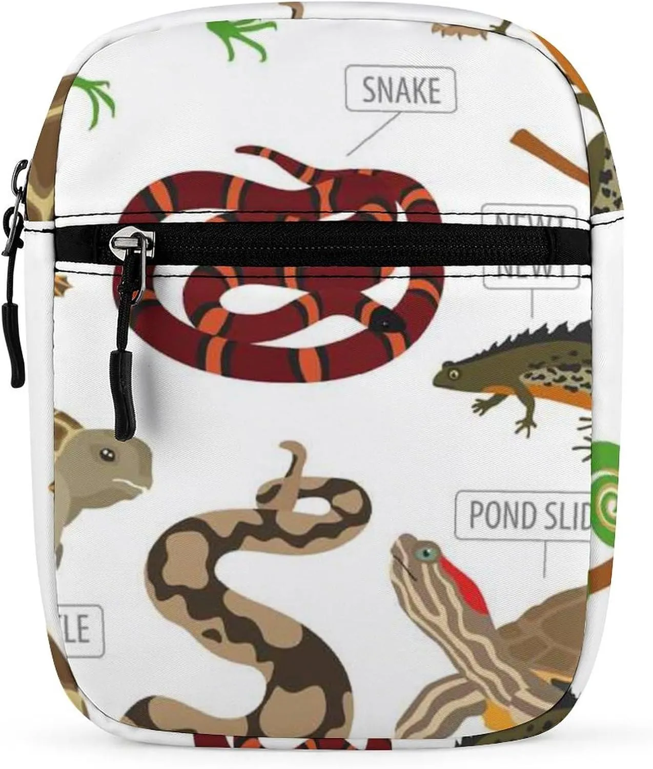 Green and Brown Pet Reptiles Frog Iguana Lizard Snake Newt Turtle Adjustable Fanny Waist Pack Pouch, Waterproof Crossbody Runners Bag Wallet for Gym Hiking Fitness Women Men 6.1 x 2.2 x 7.9 inch