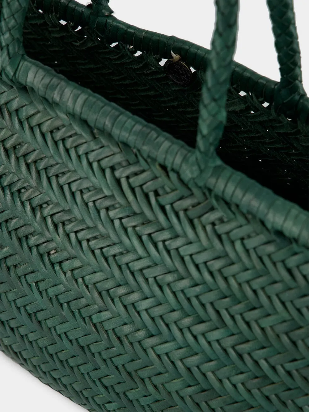 Green Triple Jump Handwoven Leather Tote