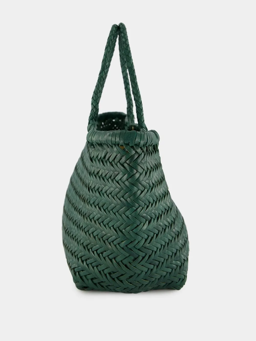 Green Triple Jump Handwoven Leather Tote