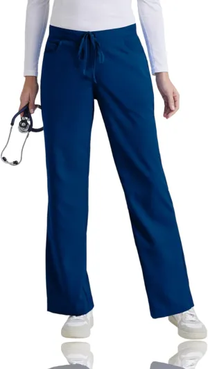 Grey's Anatomy Women's Junior Fit Elastic Back 5 Pocket Drawstring Scrub Pant, Indigo, Large