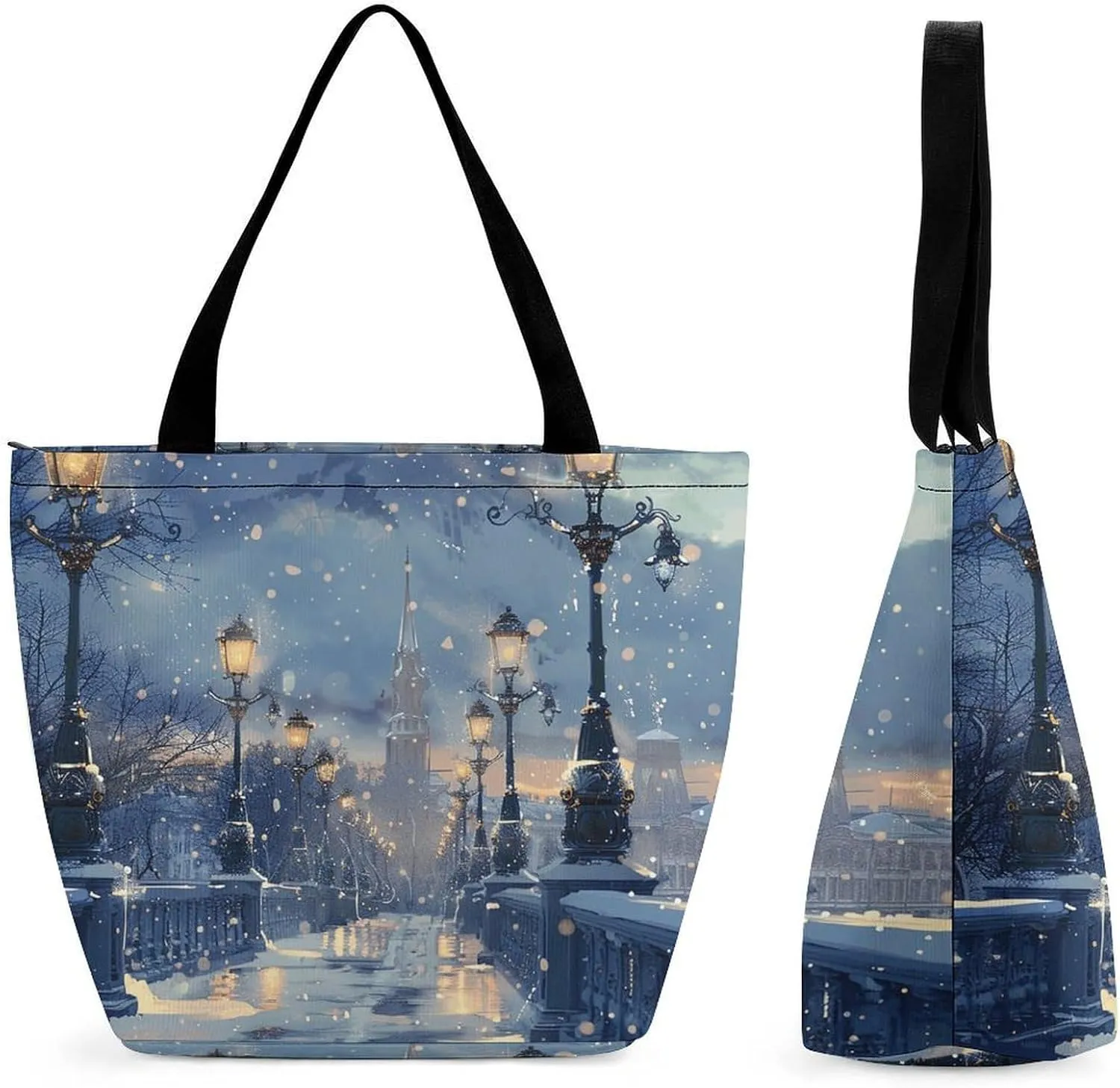 Grocery Bag Reusable Tote Bag Foldable White Cat Painting Shopping Bag Handbag Washable Shoulder Bag for Travel