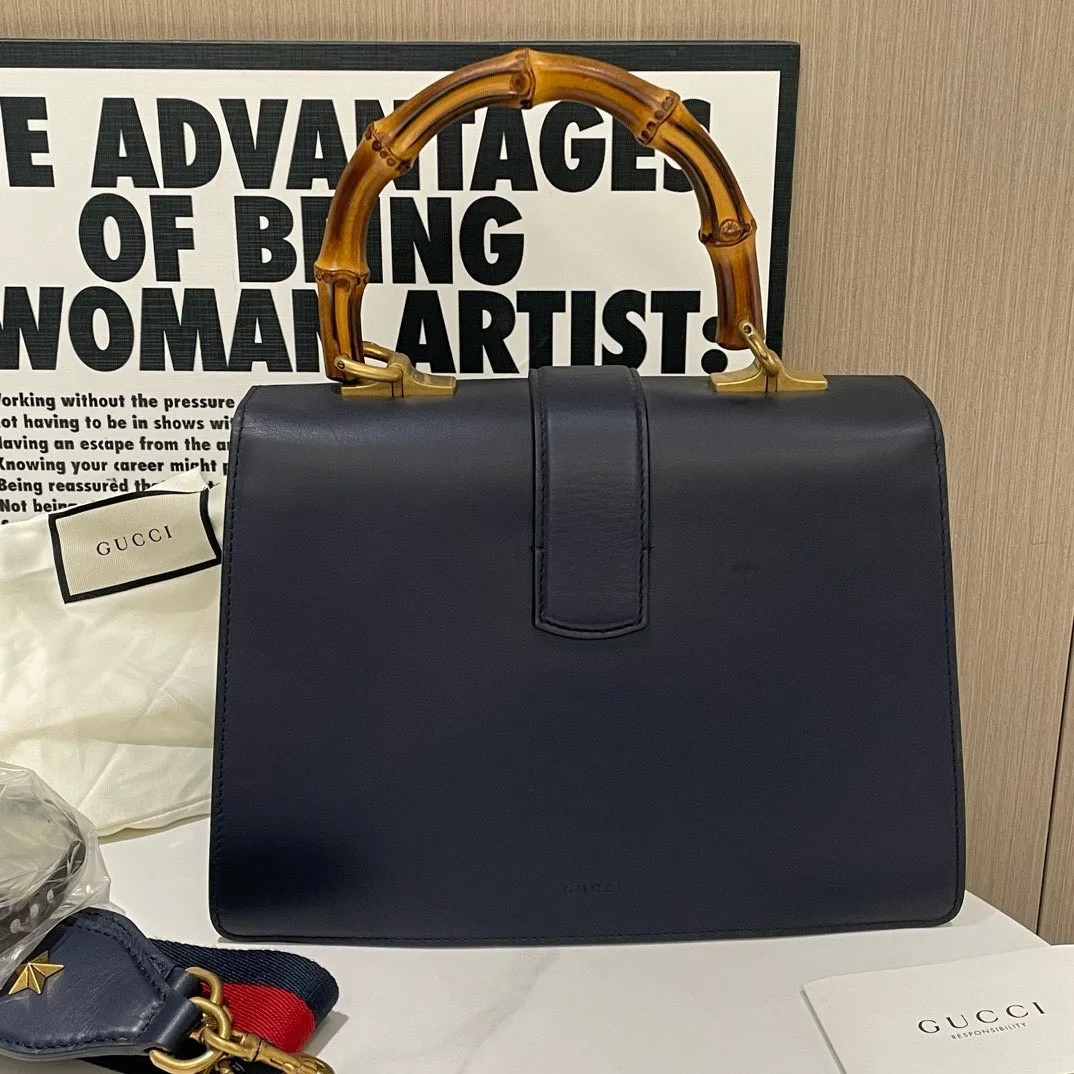 Gucci Bamboo Handle Dionysus Bag in Blue, Green, and Red Leather - Top Handle Style