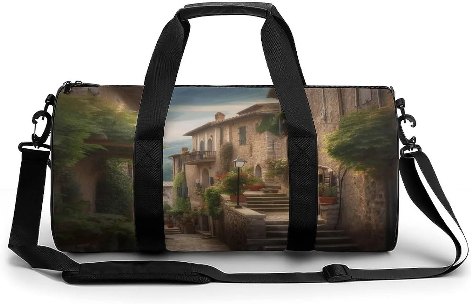 Gym Bag, Italy Tuscan Printed Gym Bag,cylinder Gym Bag,sports Luggage Bag,weekend Luggage Bag
